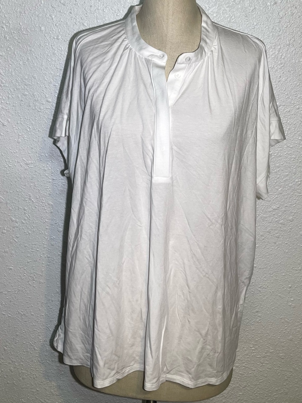 Eileen fisher women’s White fine jersey band collar blouse size 2X - Picture 4 of 10